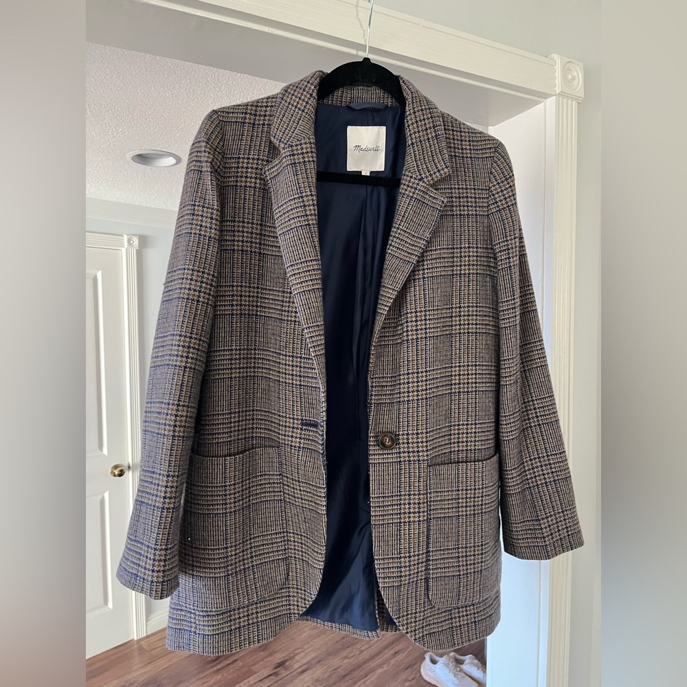 Plaid wool blazer jacket
